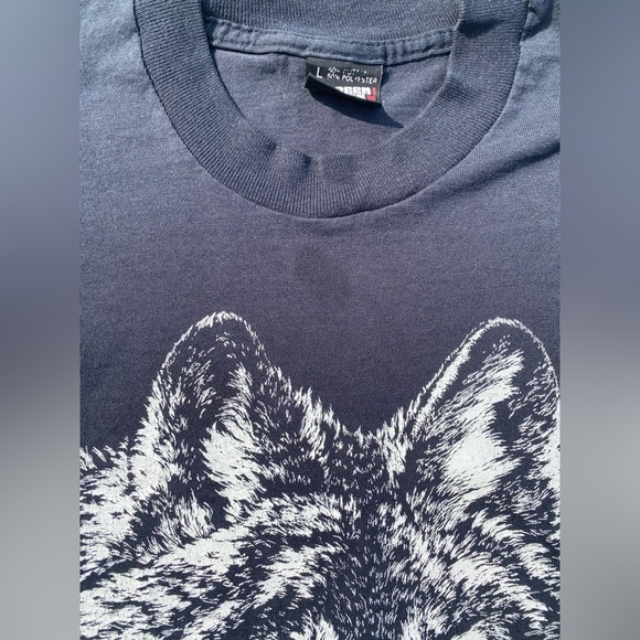 Screen Stars Best Black Hills South Dakota Wolf Faded Black Tee Vintage 90s Lrg - Picture 5 of 6